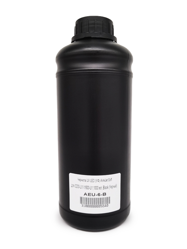 Чернила UV LED (УФ) AinkJet Soft для i3200-U1/ i1600-U1,1000 мл, Black (Черный)