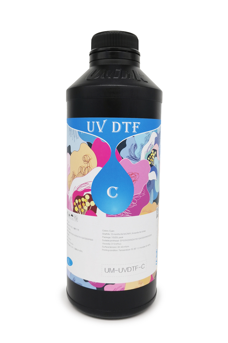 Чернила UV DTF UVINK UM HARD для DX5/4720/I3200/XP600/ F1080/I1600/TX800, 1000мл, Cyan (Синий)