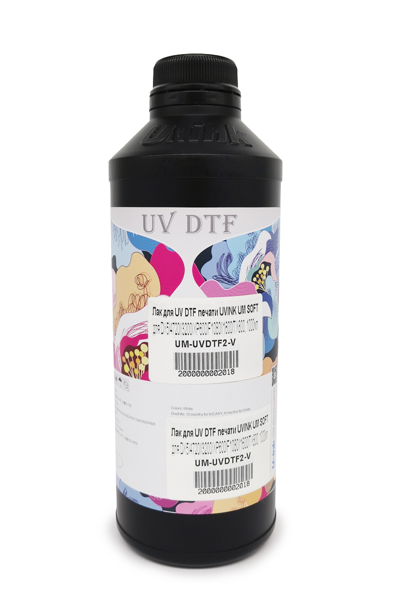 Лак для UV DTF печати UVINK SOFT для DX5/4720/I3200/XP600 /F1080/I1600/TX800, 1000мл
