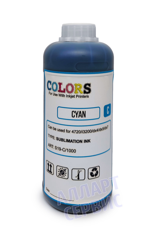 Чернила сублимационные COLORS S19 для i3200, Cyan (голубой) 1000 мл