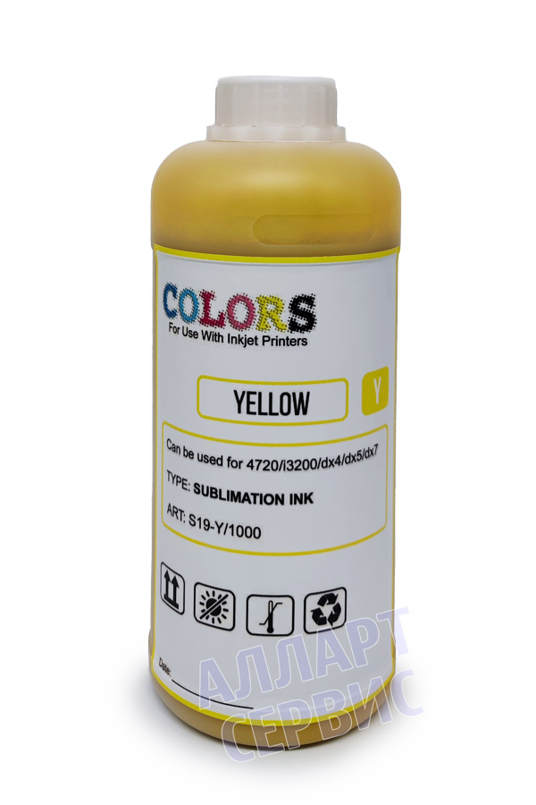 Чернила сублимационные COLORS S19 для i3200, Yellow (желтый) 1000 мл