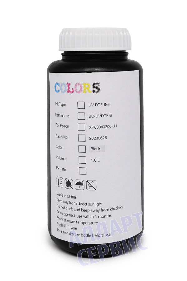 Чернила UV DTF Colors BC для XP600/i3200-U1, Black (Черный), 1л