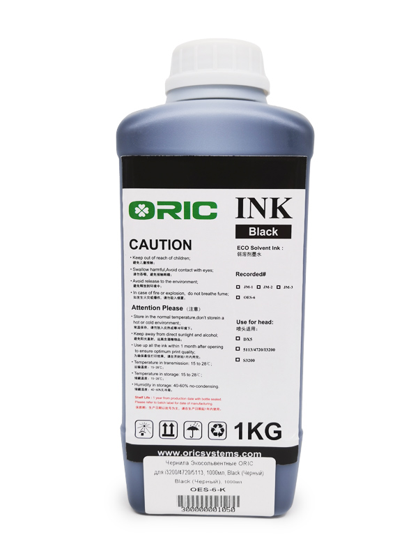Чернила экосольвентные ORIC для i3200/4720/5113, 1000мл, Black (Черный)