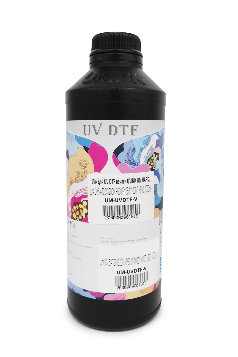 Лак для UV DTF печати UVINK HARD, для DX5/4720/I3200/XP600 /F1080/I1600/TX800, 1000мл